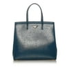 Pre-Owned Authenticated Prada Saffiano Satchel Calf Leather Blue Women (Good)