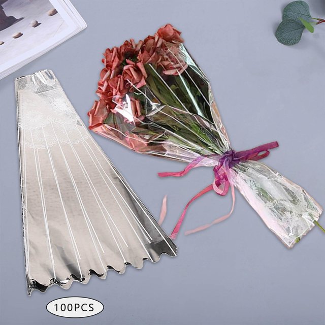 100x mangas para ramo de flores, papel para envolver flores, bolsas elegantes para envolver ramo para boda, embalaje de múltiples flores 6cmx24cmx40cm