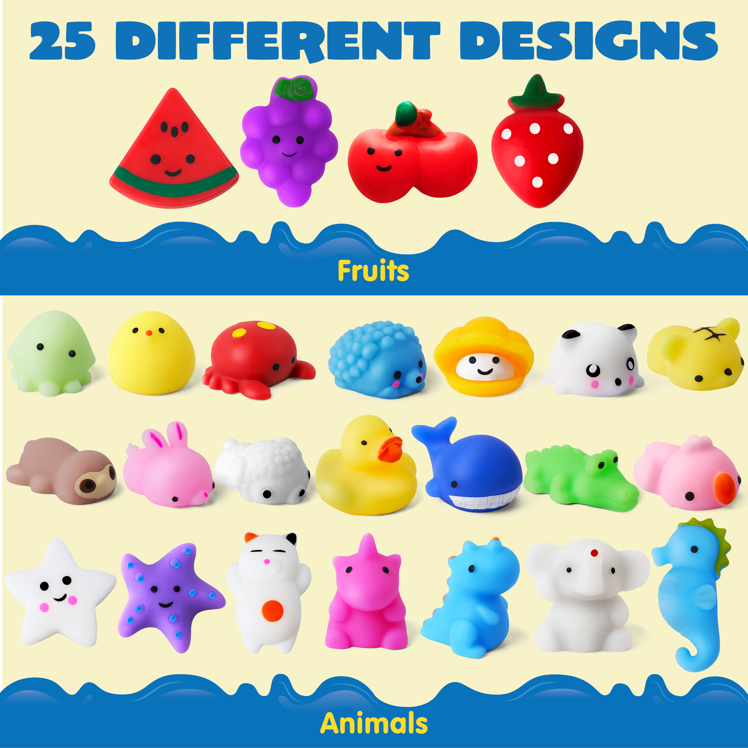 Joyfy 25 Piece Mini Mochi Squishy Toys, Animals & Fruit photo 4
