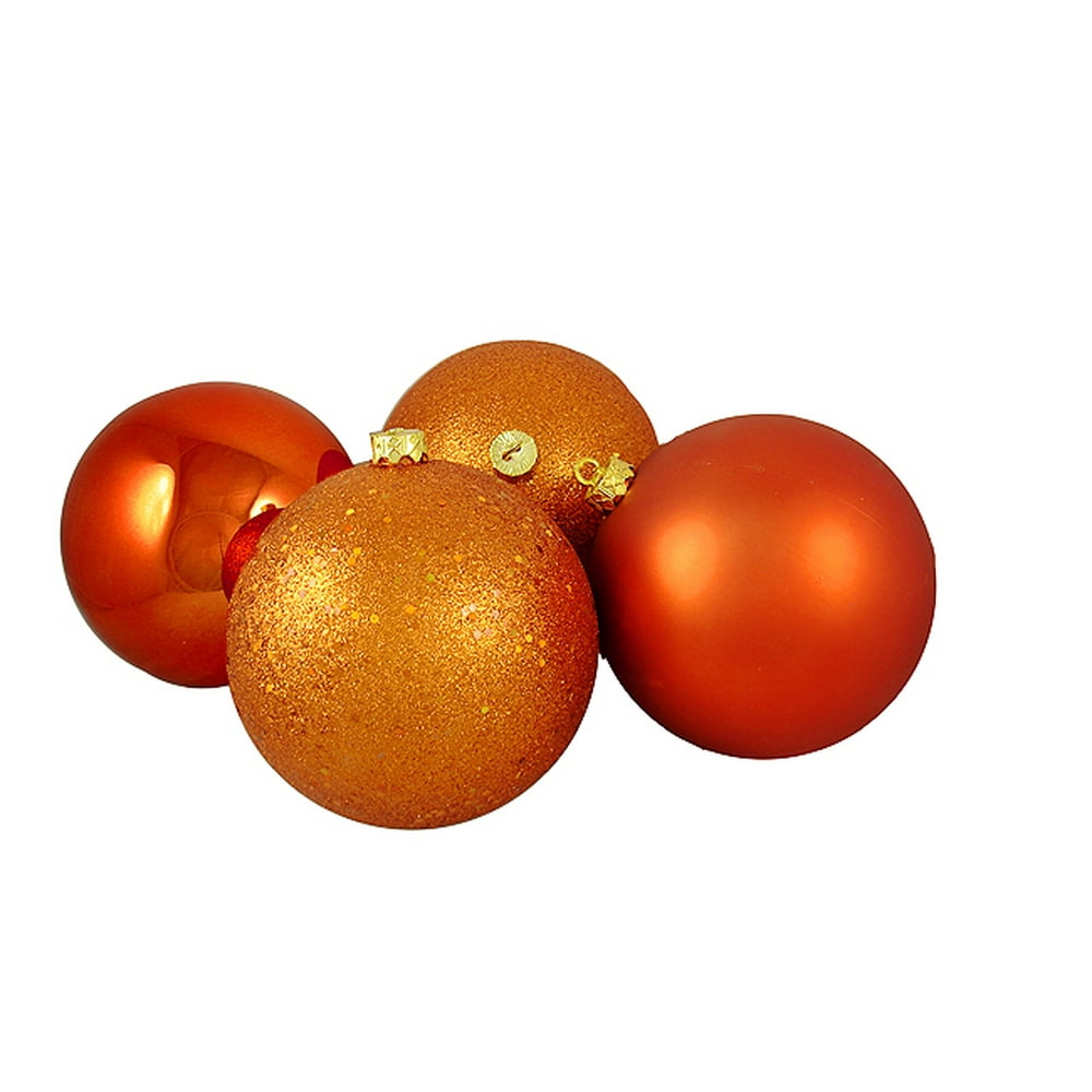 4ct Burnt Orange Shatterproof 4Finish Christmas Ball Ornaments 6