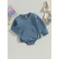 thumbnail image 3 of Bagilaanoe Toddler Baby Girl Boy Oversized Romper Sweatshirt Long Sleeve Bodysuit Solid Pullover 6M 12M 18M 24M 3T Kids Casual Tee Tops, 3 of 8