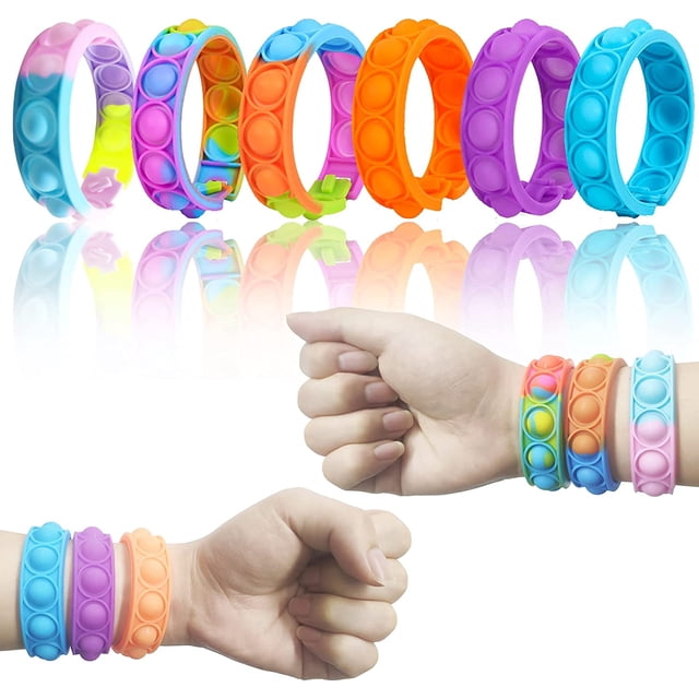 Pulsera Fidget Toys HUOGUO Stress Relief, paquete de 6 unidades, arcoíris