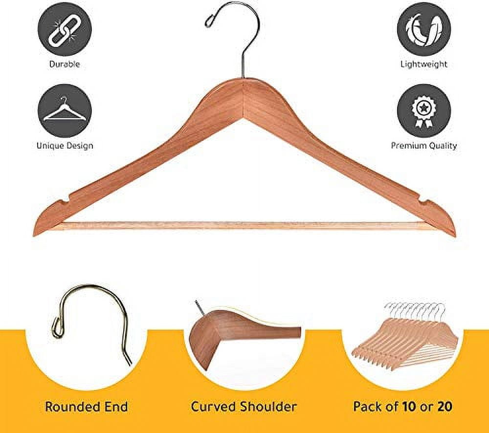 Quality Wooden Hangers - Slightly Curved Hanger 80 Pack Sets - Solid Wood Coat  Hangers with Stylish Chrome Hooks - Heavy-Duty Clothes, Jacket, Shirt,  Pants, Suit Hangers (Walnut - Gold Hook, 80) 