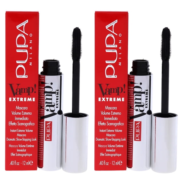 Máscara de pestañas Extreme 010 Extra Black Pupa Milano para mujeres Paquete de 2