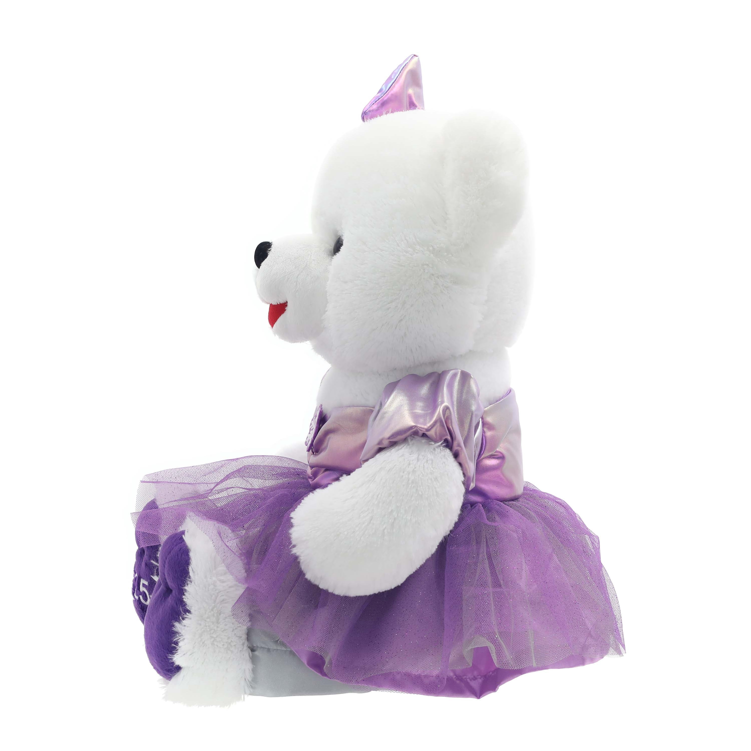 Snowflake Girl 2025 Teddy Bear Christmas Plush, White, 15", by Holiday Time