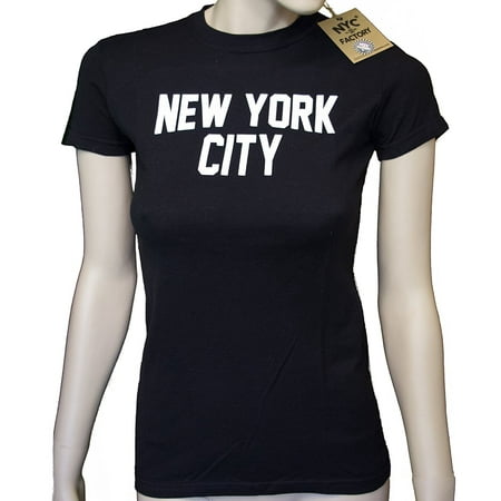 Ladies New York City T-Shirt Black White NYC Tee