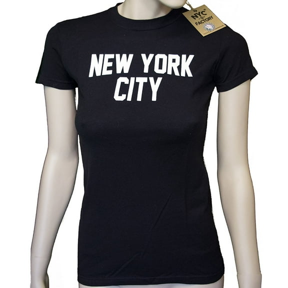 Ladies New York City T-Shirt Black White NYC Tee Womens