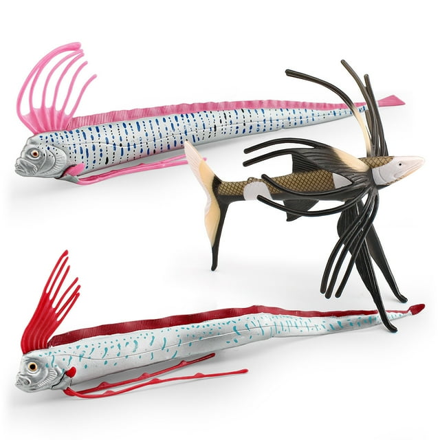 Juego de figuras realistas con forma de pez con forma de cinta, 3 piezas, modelos de PVC