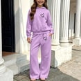 thumbnail image 6 of BXJX Girls Fall Outfit Sets Size 7, Outdoor Long Sleeve 2 PC Hoodies and Sweatpants Sets Purple, 6 of 6