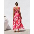 thumbnail image 4 of Women's Summer New Printed V-Neck Full Skirt Spaghetti Strap Long Dress, 4 of 6