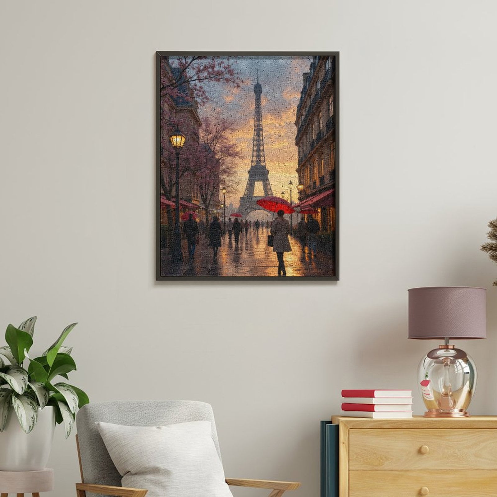 Paint by Numbers Kit for Adults, Paris Street Sunset Red Umbrellas Paint by Numbers, Easy Paint by Numbers Kit for Adults Beginner, DIY Adult Paint by Number Kits on Canvas, Home Decor