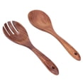 thumbnail image 2 of Acacia Wood Fork and Spoon Set Salad Toss and Mix Servers Cooking Spoon Spork Set, 2 of 5