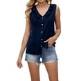 thumbnail image 2 of Timegard Tank Tops for Women Ruffle V Neck Button down Loose Lightweight Tee Summer Vacation Casual Tops, 2 of 8