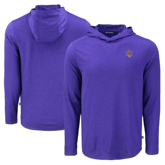 Men's Cutter & Buck Purple LSU Tigers Coastline Epic Comfort Eco Recycled Long Sleeve Hoodie T-Shirt