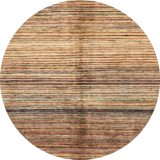 Ahgly Company Tapis d'Intérieur Rond Abstrait Brun Sable Oriental, 8 Pieds Rond