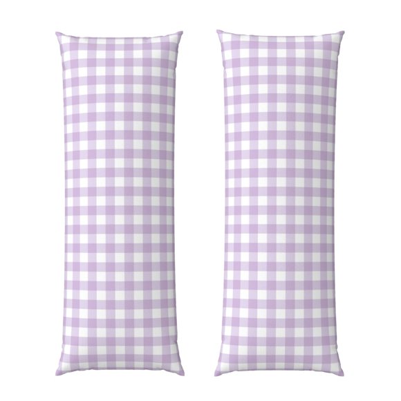 Balery Purple Checkboard Funda Protectora para Almohada Corporal de Algodón Hipoalergénico con Cierre(55 x 21 pulgadas), Almohadas No Incluidas