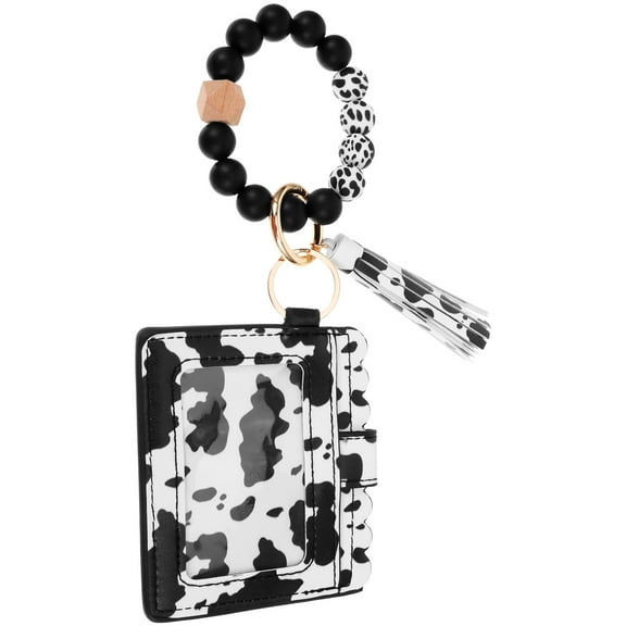 NICEXMAS Clutch Wallet For Women Zinc Alloy Black And White Cow Print 1Pack ID Holder Chic