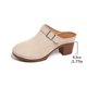 thumbnail image 4 of Mujeres Tacones Altos Cerrados Zapatillas Del Dedo Del Pie Bloque Tacón Mulas Estilo de Madera Clogs Casual Verano Oficina Diapositivas Sandalias Comodidad, 4 of 9