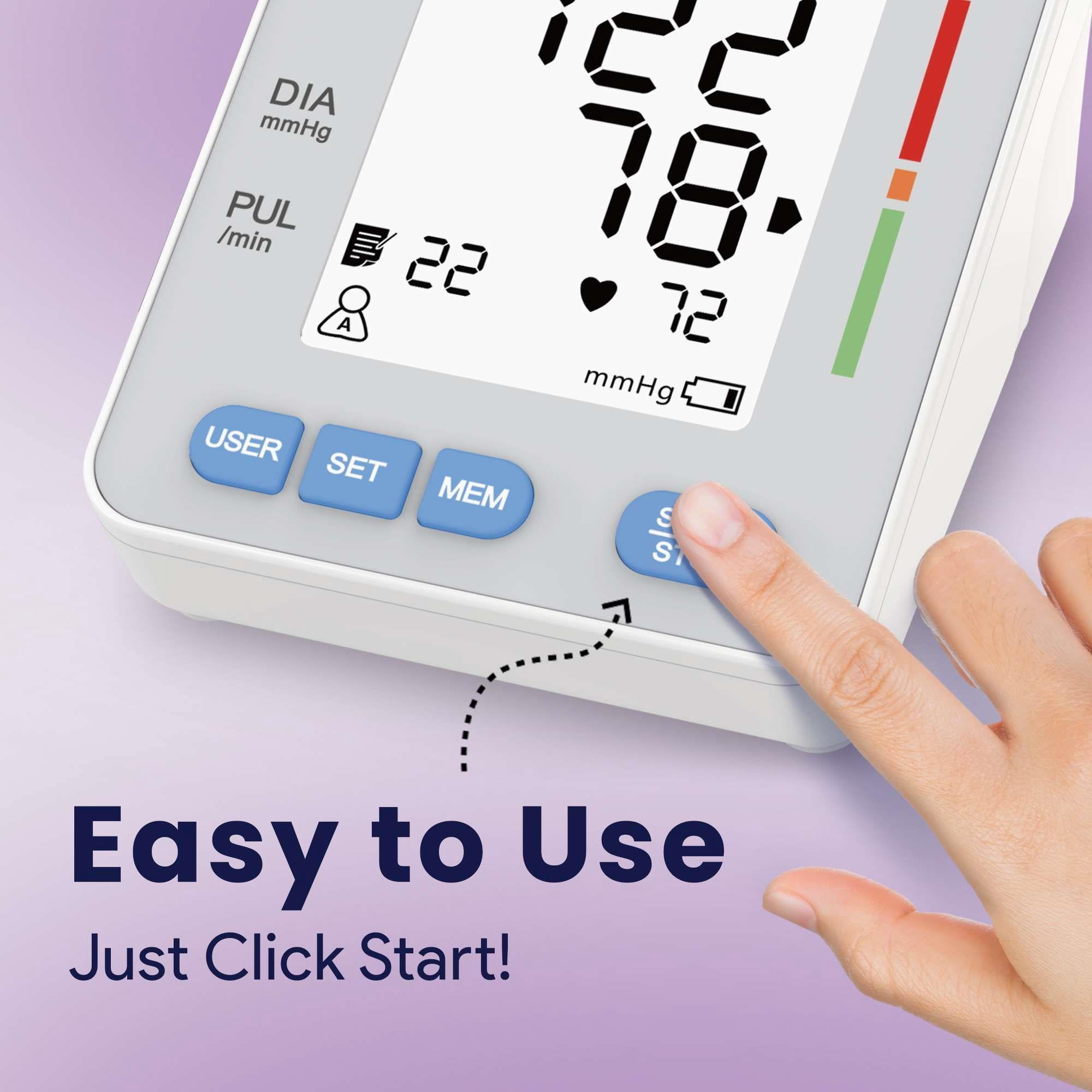 ProHeal Portable Blood Pressure Monitor for Home with Large Upper Arm Cuff - Automatic, Talking, Pulse and BP Machine with 240 Memory, 3 Users