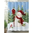 thumbnail image 2 of Christmas Snowman Shower Curtain Set ，Waterproof Fabric Shower Curtains Xmas Tree Forest Snowflake Winter Blue Shower Curtains for Bathroom,Bathroom Decor 72"x96", 2 of 6