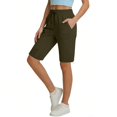 thumbnail image 3 of Women's 15-Inch Hiking Bermuda Shorts with Side Cargo Pockets and Stretch Waistband, Soft Quick-Dry Fabric for All Day Comfort Army Green L, 3 of 4