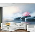 thumbnail image 3 of Zen Garden Wall Mural - Water Lily Wall Murals, Basalt Stones Hd Photo For Living Room Bedroom, Zen Mural 79"W x 55"H (Not Peel and Stick), 3 of 6