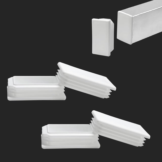 4 Pack 2"x 2-15/16" Rectangular Tube End Cap Plastic Plugs, Rectangular Tubing Plug Inserts for Metal Tubing, Fences, Glide Protection from Chair Legs and Furniture, Durable Plastic Hole Plugs, White