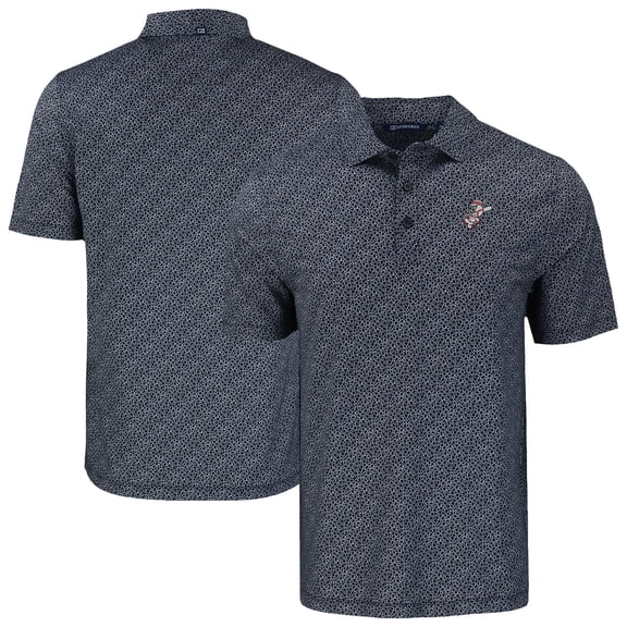 Men's Cutter & Buck Black Cincinnati Reds Pike Eco Pebble Print Stretch Recycled Polo