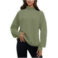 thumbnail image 4 of Lenpel Oversized Sweatshirt for Women Turtleneck Long Sleeve Casual Sweater Tops Fall Winter Pullover Sweatshirts(Army Green,XX-Large), 4 of 5
