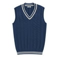 thumbnail image 6 of COOFANDY Men's Vest Sweaters Casual Sleeveless V-Neck Pullover Sweater Striped Cable Knit Sweater Vest, 6 of 9