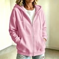 thumbnail image 6 of Edvintorg Women's Jackets Loose Zip up Long Sleeve Coat Fall Winter Casual Hooded Outerwear with Pocket Women's Clothes S-2XL Pink, 6 of 9