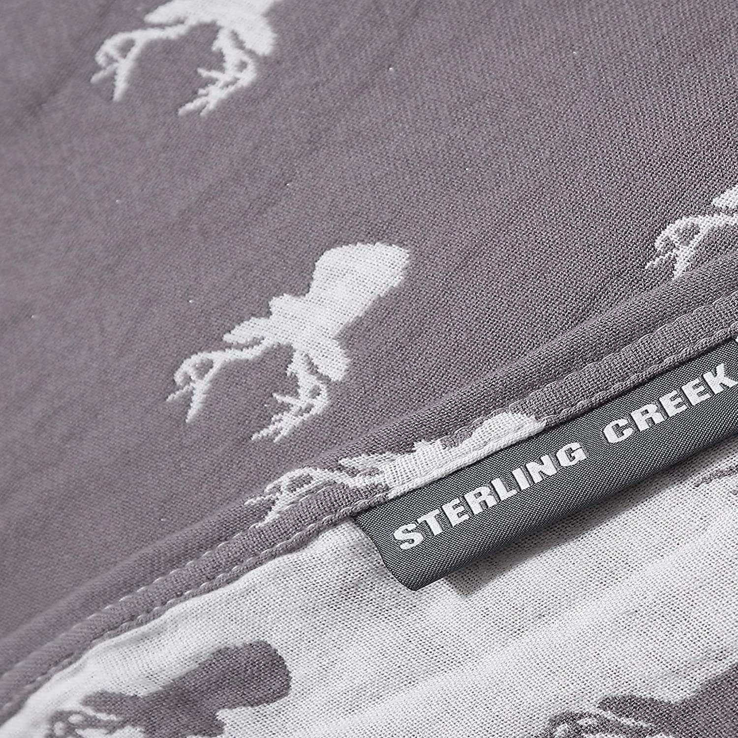 Sterling Creek Elk Three Layers Lightweight Cotton Gauzy Blanket Queen, Gray