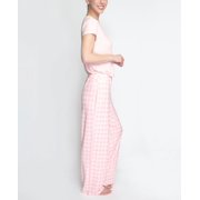 Goodnight Kiss Womens Pretty Please Lush Luxury Lounge Wear Pajama Set, Pink/Check, Large