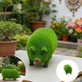 thumbnail image 2 of Garden Decor for Outside, Weird Pig Statue Decorative Pig Sculpture Topiary Figurines Green Flocking Pig Ornament Artificial for Garden Yard, 2 of 7