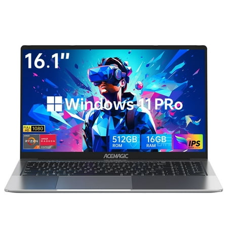 Laptop 16 FHD Gaming Laptop, AMD Ryzen 7 6800HX, 16GB RAM, 512GB SSD, Windows 11 Pro, Graphite, WiFi 6, Backlit KB, Gray