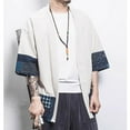 thumbnail image 4 of SWSMCLT Men's Short Kimono Cardigan Fashion Shirt Loose Fit Fall Spring Shirt Jacket Soft Cotton Summer Top Solid Open Front 9 Cream X-Large, 4 of 4