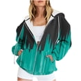 thumbnail image 2 of ICHUANYI Liquidación Mujer Casual Impreso Manga Larga Cremallera Capucha Tops Blusa Con Bolsillo Sudadera Chaquetas ICHUANYI WER202308174074, 2 of 6