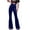 Navy Blue, variant on Women's Velvet Flare Leg Pants Elastic Waist Palazzo Long Pant Ribbed Stretchy Slim Bodycon Bell Bottom Trousers Yellow XXL