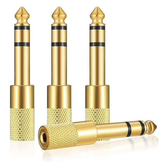 4 Pcs 6.35mm (1/4 Inch) Male to 3.5mm Female Stereo Headphone Adapter, Audio Adapter Jack Plug for