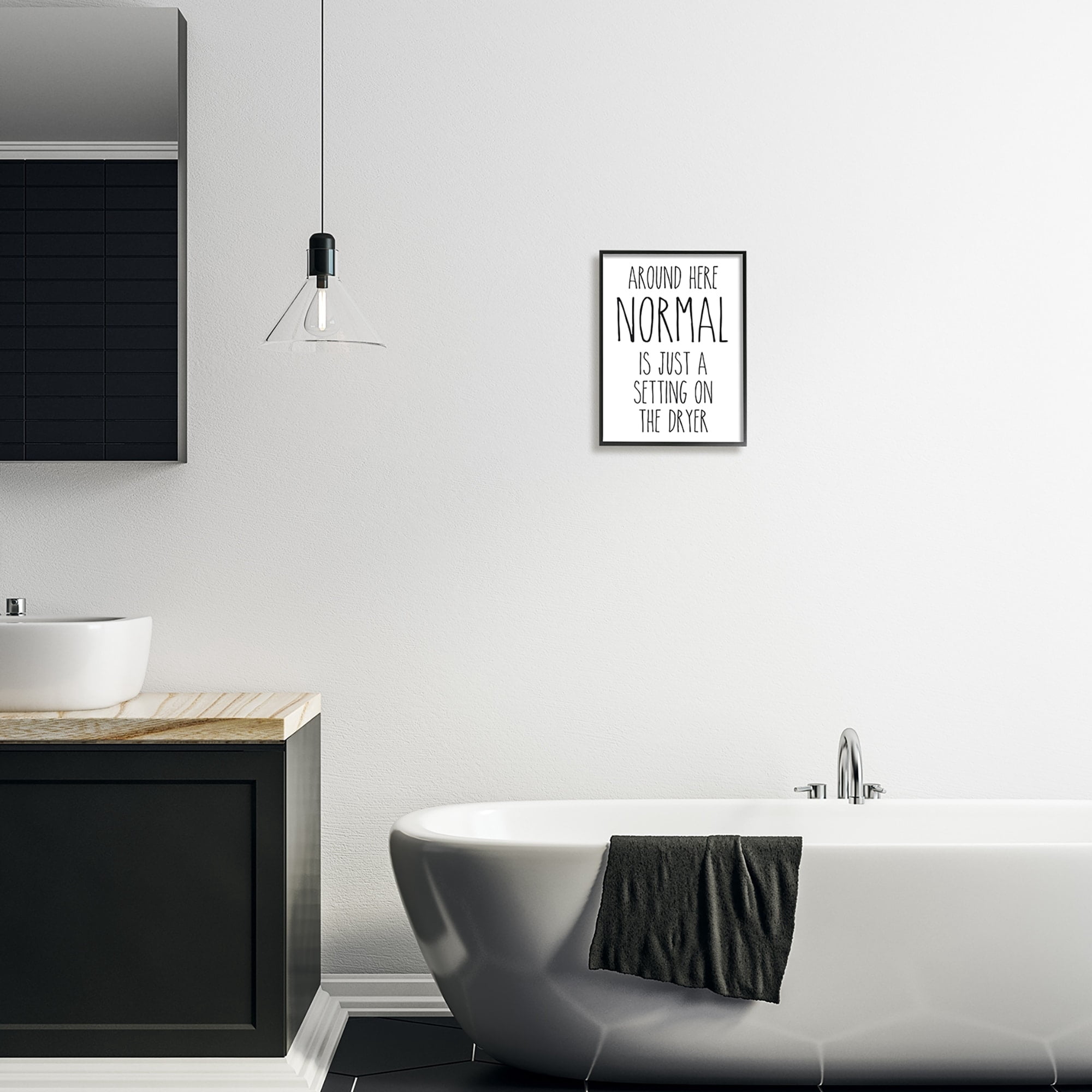 Stupell Industries Normal Dryer Setting Funny Laundry Dryer Lettering Graphic Art Black Framed Art Print Wall Art, Design by Lettered and Lined