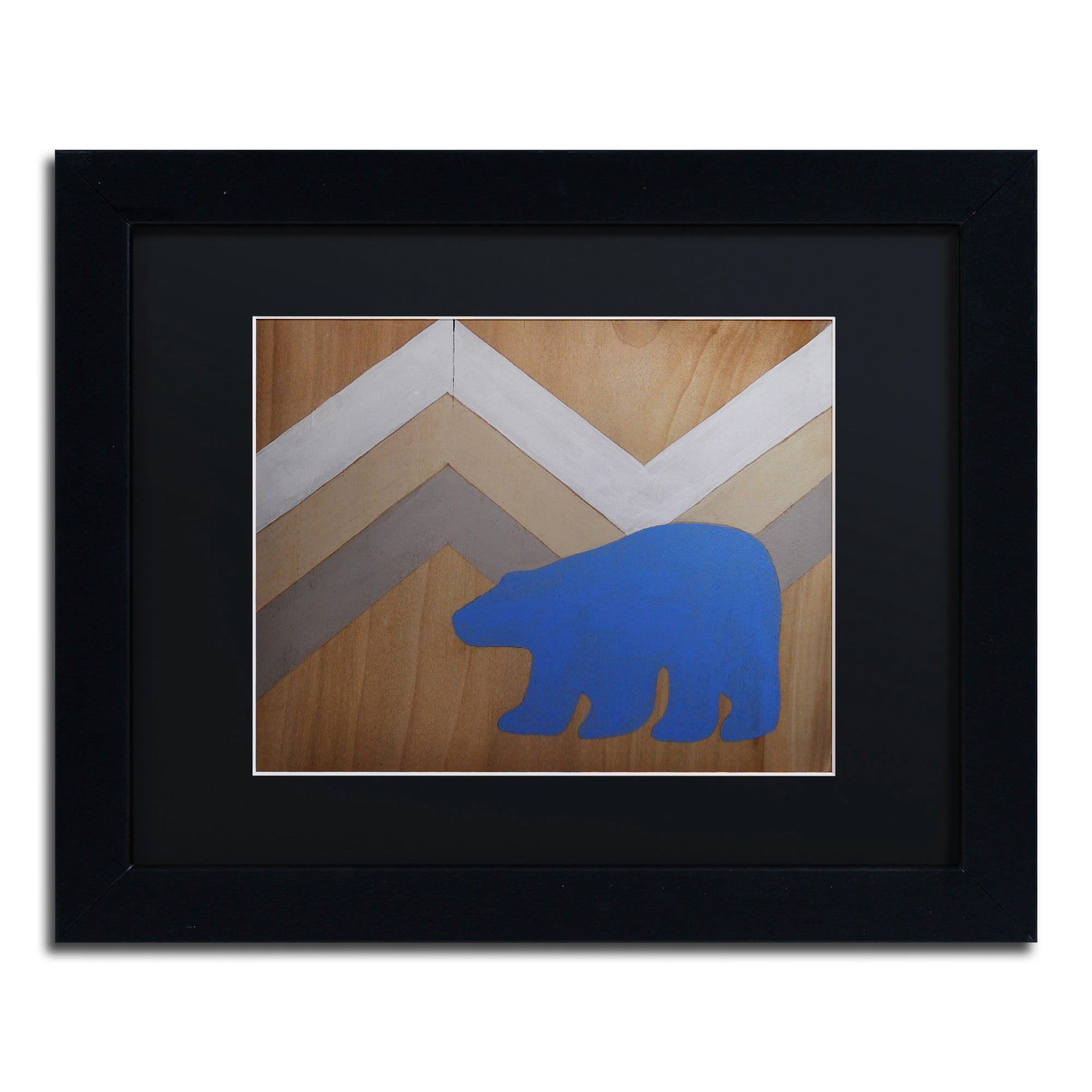 Trademark Fine Art "Blue Polar Bear" Canvas Art by Nicole Dietz Black Matte, Black Frame
