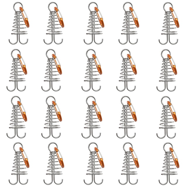 Wosthever 20 piezas de clavijas de anclaje de cubierta retráctiles con Clips de mosquetón estacas de tienda accesorios de dosel suministros al Escalada Oro (tipo gancho)