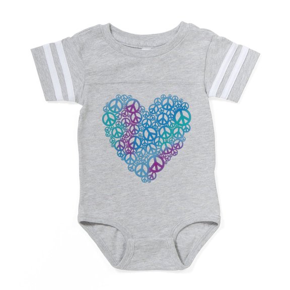 CafePress - Peace Heart - Cute Infant Baby Football Bodysuit