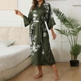 thumbnail image 2 of Afdoent Women's Robe Satin Floral Kimono Robe For Women Cool Sensation 3/4 Sleeve Long Casual Home Wear Bathrobe Sleepwear Ladies Loungewear, 2 of 5