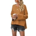 thumbnail image 3 of Women Crewneck Sweaters Bell-Style Sleeve Batwing Knit Tops Slouchy Soft Pullover Tops Yellow S, 3 of 10