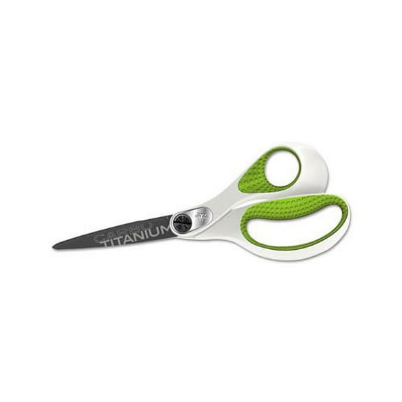 CarboTitanium Bonded Scissors 8" Long, 3.25" Cut Length, White/Green Straight Handle