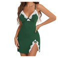 thumbnail image 2 of Womens Lace Chemise Nightgown V Neck Sleeveless Teddy Lingerie Sleepwear, 2 of 4