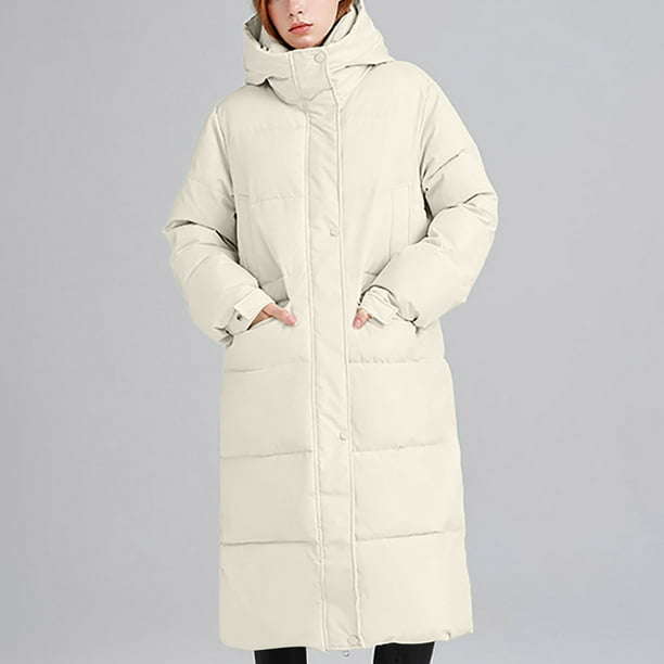 Parkas de manga larga para mujer, chaqueta informal de forro polar grueso de manga larga de color liso a la moda con capucha, blusa de poliéster para mujer