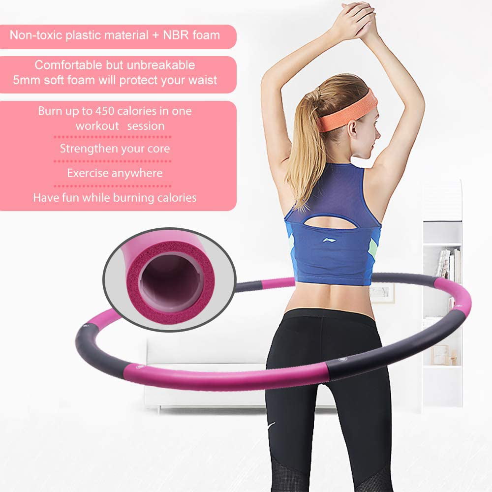 kekafu 8 Section Weighted Hoola Hoop Detachable Hoola Hoops for Adults Weight Loss Professional Soft Fitness Hoola Hoop Multiple Assembly Design for Beginners Exercise Fitness Workout 