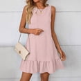 thumbnail image 5 of Tauxra Sleeveless Dress for Women Casual Summer Round Neck Solid Color Mini Dress Soft Comfortable Polyester Fabric for Daily Wear Spring Vacation, 5 of 7